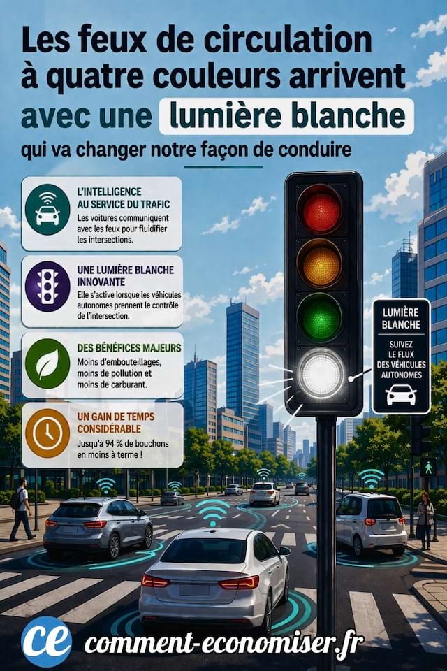Les feux de circulation &agrave; quatre couleurs arrivent avec une lumi&egrave;re blanche qui va changer notre fa&ccedil;on de conduire
