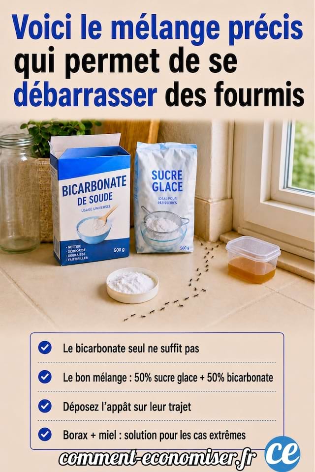 Fourmis : le bicarbonate seul ne sert &agrave; rien, seul ce m&eacute;lange pr&eacute;cis fonctionne vraiment