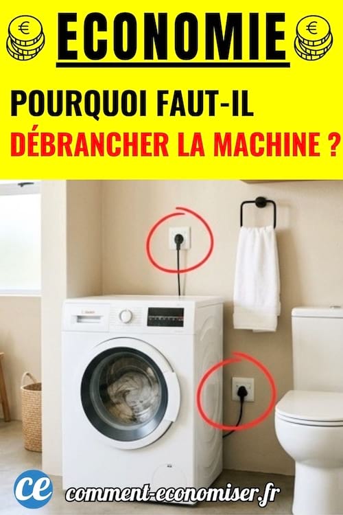 une machine à laver dans une salle de bain claire avec un WC