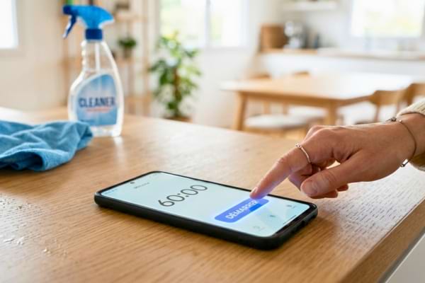 Femme appuyant sur le chrono de son smartphone