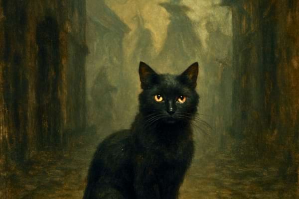 un chat noir e peinture
