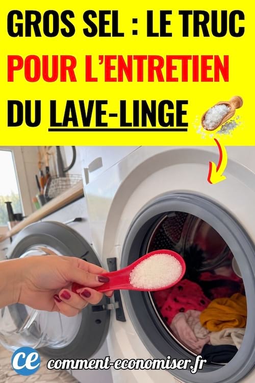 une personne met du gros sel dans sa machine à laver