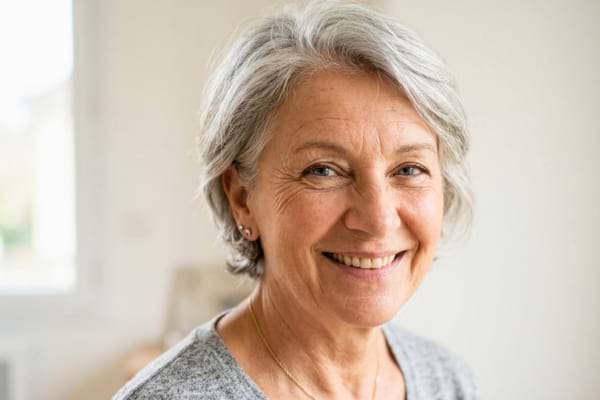 portrait rapproché d’une femme mature assumant ses rides naturelles