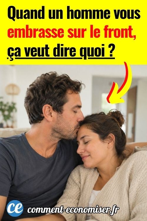 Homme embrassant tendrement une femme sur le front dans un moment de complicité à la maison