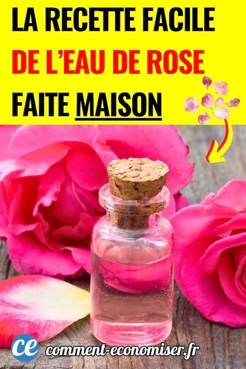 un flacon d'eau de rose maison