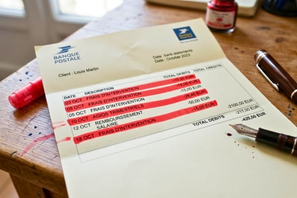 Un relev&eacute; de compte bancaire papier pos&eacute; sur un bureau