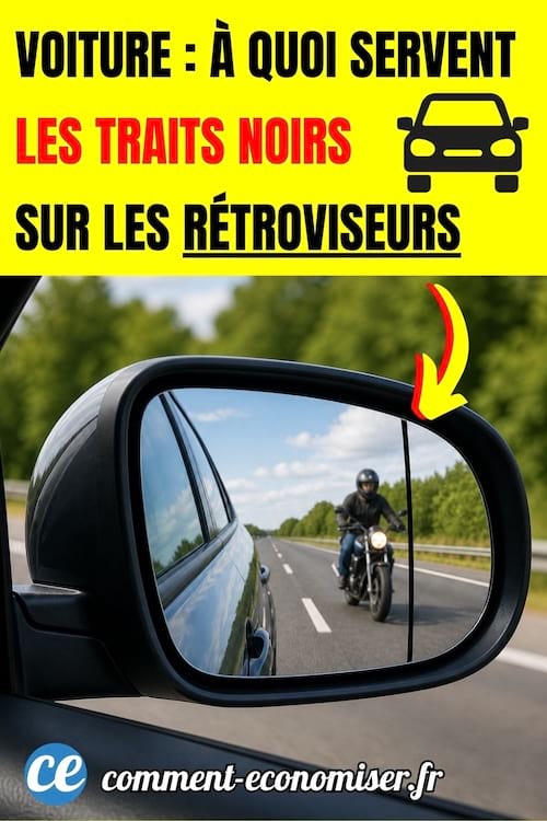 R&eacute;troviseur de voiture montrant une moto dans la partie courb&eacute;e du miroir,