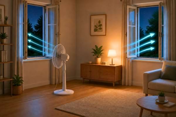 Un ventilateur qui souffle vers l'extérieur d'une fenêtre