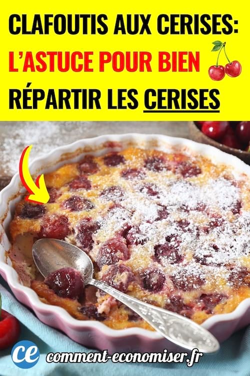 un clafoutis aux cerises bien dense avec une cuillère