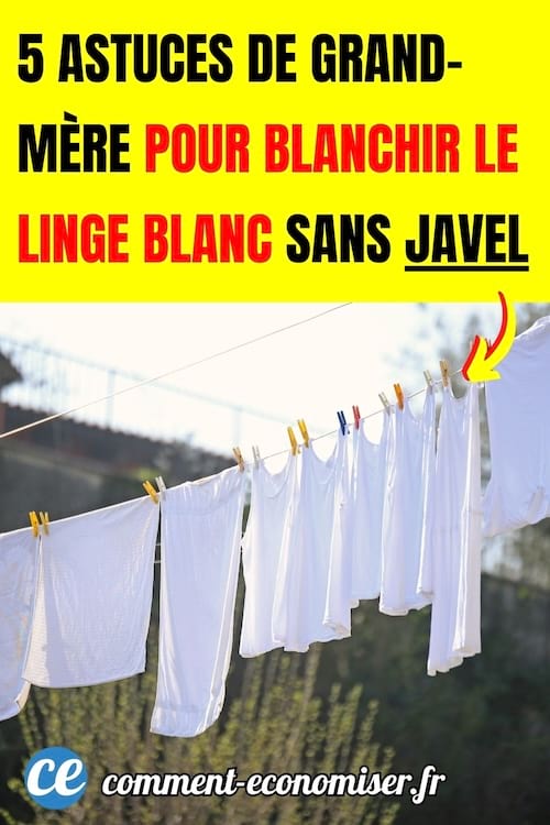 du linge blanc &eacute;clatant en train de s&eacute;cher dehors