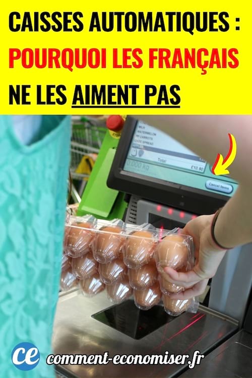 une femme passe une boite d'oeufs devant le scanner d'une caisse automatique