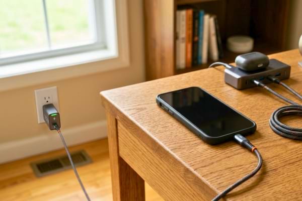 Un chargeur ultra rapide branché