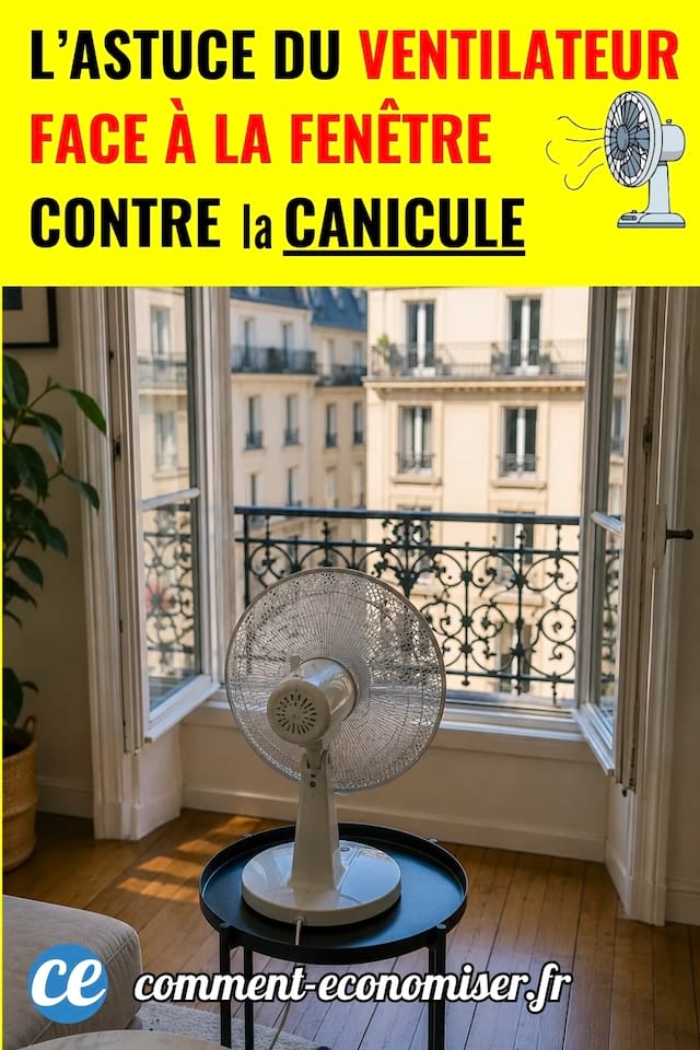 Un ventilateur sur une table qui souffle vers l'ext&eacute;rieur
