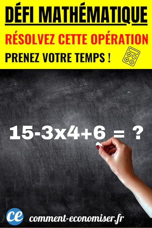 une op&eacute;ration &agrave; r&eacute;soudre en calcul mental pour un d&eacute;fi math&eacute;matique