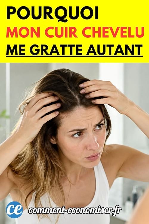 une femme se gratte le cuir chevelu l'air inquiet