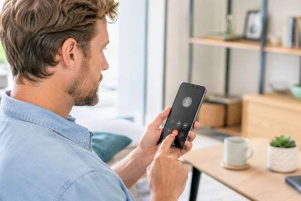Homme qui refuse un appel inconnu depuis son smartphone.