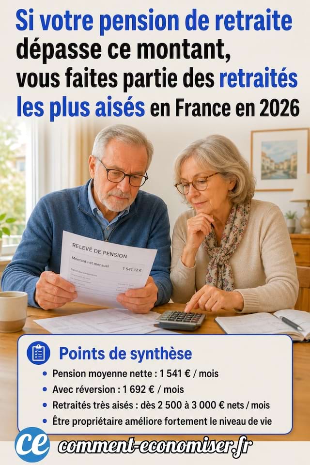si votre pension mensuelle dépasse ce montant, vous faites partie des retraités les plus aisés en France en 2026