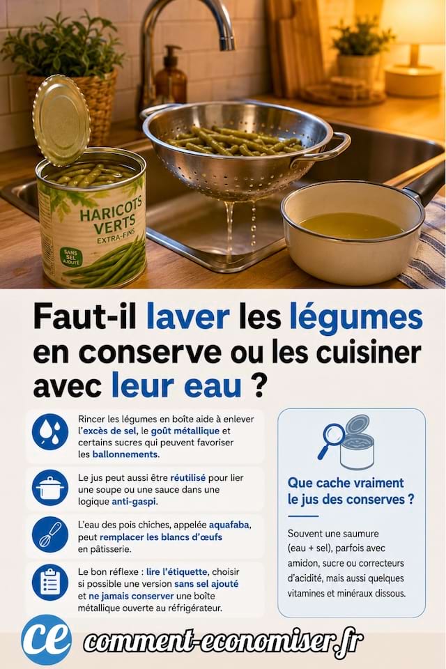 Faut-il rincer les légumes en boite ou les cuisiner avec leur eau ?