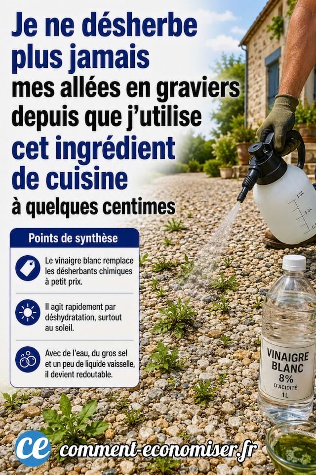 Je ne d&eacute;sherbe plus jamais mes graviers depuis que j'utilise cet ingr&eacute;dient de cuisine &agrave; quelques centimes