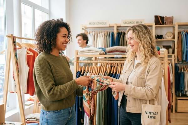2 personnes qui s'&eacute;changent des vetements