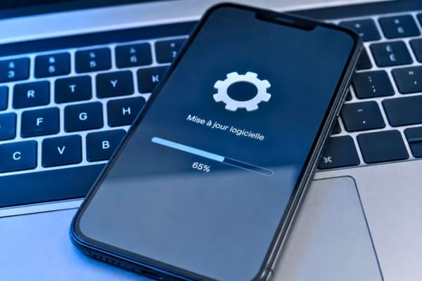 Un écran de smartphone affichant une barre de progression de mise à jour logicielle 