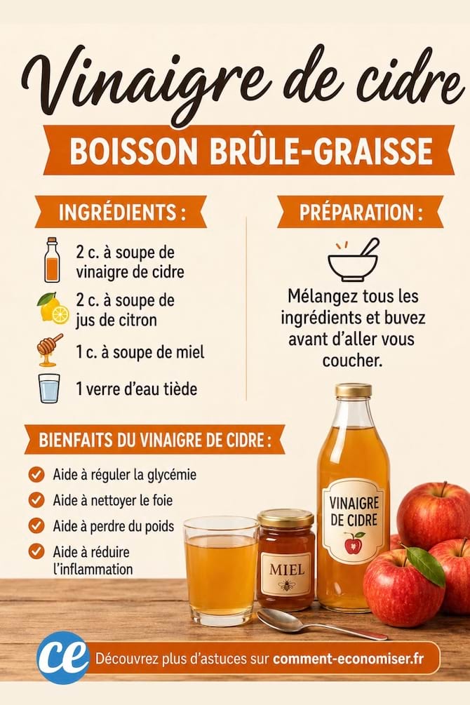 recette au vinaigre de cidre pour faire une boisson brûle-graisse