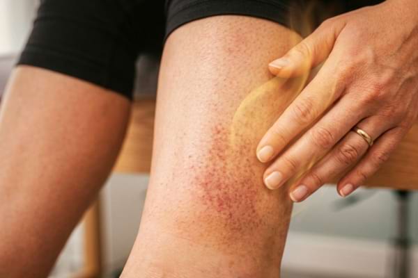 une émanation de chaleur sur une jambe