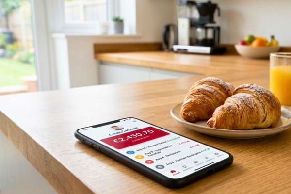 A modern smartphone displaying a generic banking app interface