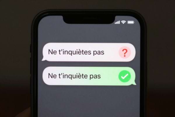 écran de portable avec ne t'inquiète pas et ne t'inquiètes pas