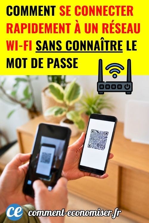Deux smartphones scannent un QR code pour se connecter rapidement au Wi-Fi sans mot de passe.