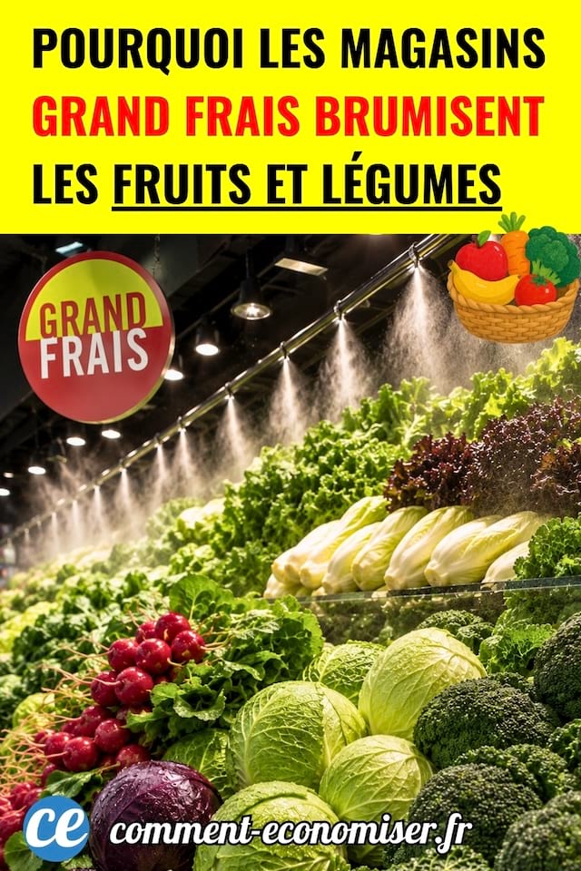des fruits et légumes brumisés dans un magasin Grand Frais