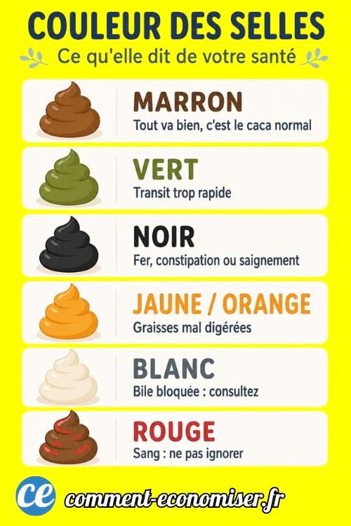 Couleur des selles et signification possible pour la sant&eacute; digestive