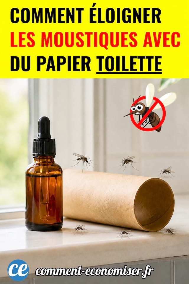 Un rouleau de papier toilette &agrave; cot&eacute; d'un flacon d'huile essentielle