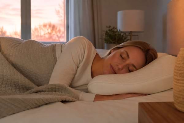 une personne dormant sereinement sur le côté gauche