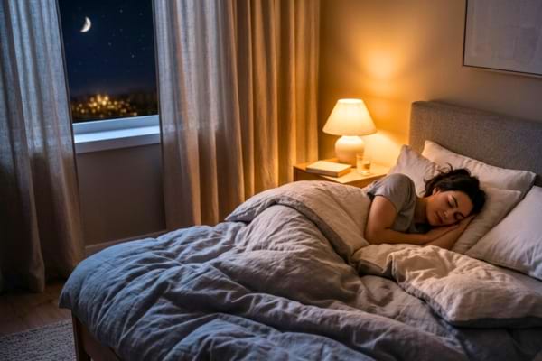 une personne dormant paisiblement dans une chambre