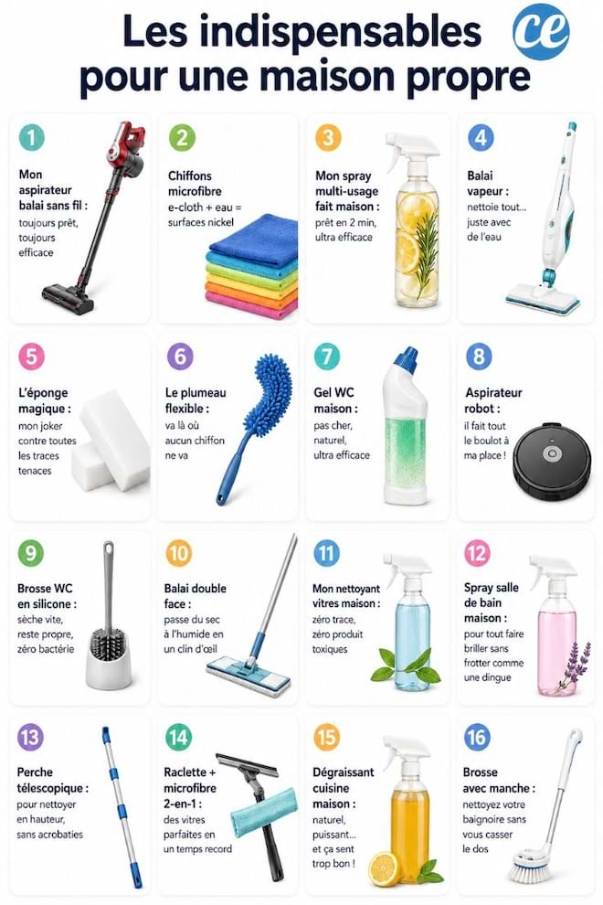 liste des produits et appareils indispensables pour faire le ménage