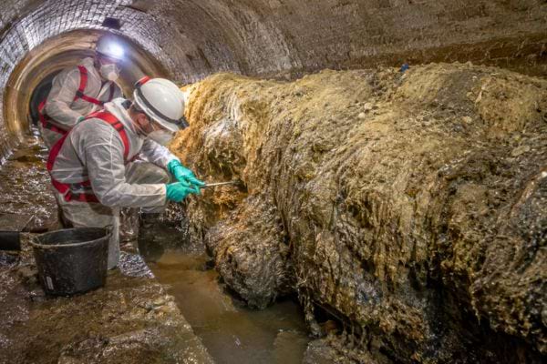Fatberg g&eacute;ant form&eacute; par les graisses accumul&eacute;es dans les &eacute;gouts