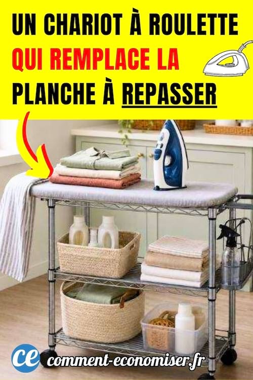 une planche à repasse sur des roulettes