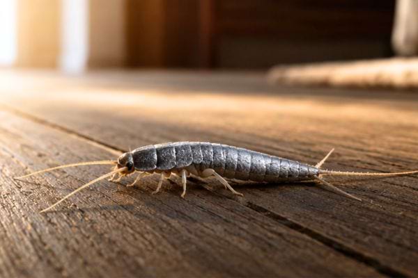 poisson d'argent en gros plan sur un parquet en bois