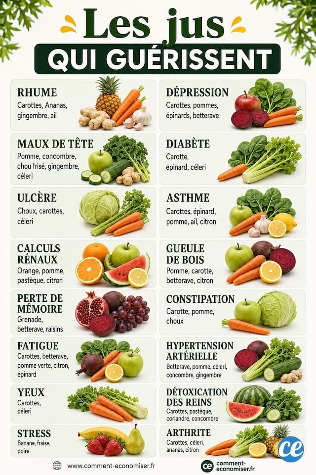 16 recettes de jus de fruits et de légumes qui contribuent à soigner