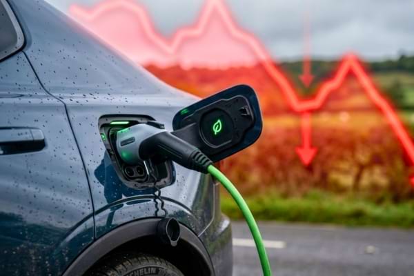 un pistolet de recharge &eacute;lectrique branch&eacute; sur une voiture