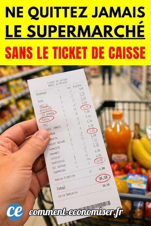 Ticket de caisse dans un supermarché