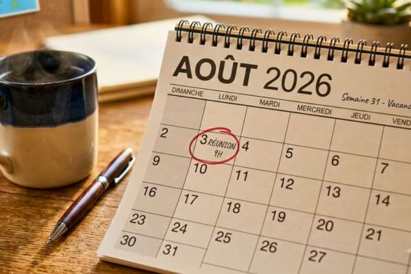 close-up photo of a desk calendar showing August 2026