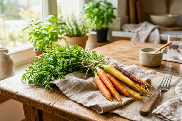 Une botte de carottes fraîches et colorées