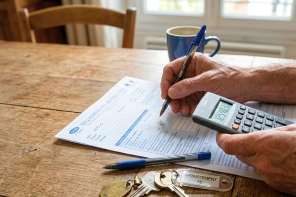 une déclaration d'impôts française, avec des clés d'appartement
