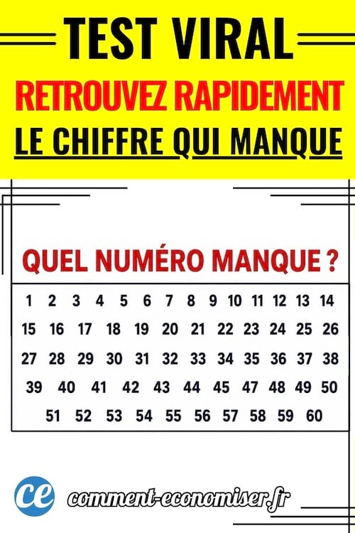 Tableau avec le chiffre qui manque