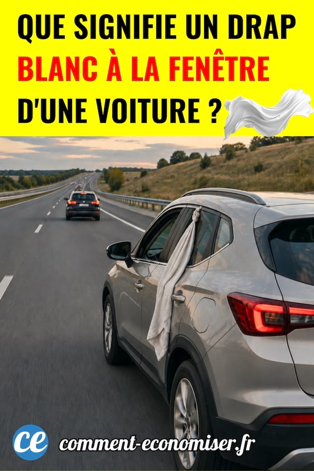Un drap blanc sur une vitre de voiture