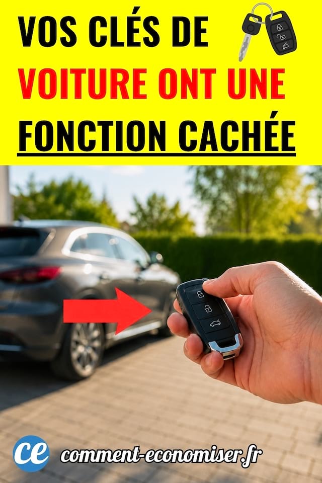 Une personne appuie sur un bouton de cl&eacute; de voiture