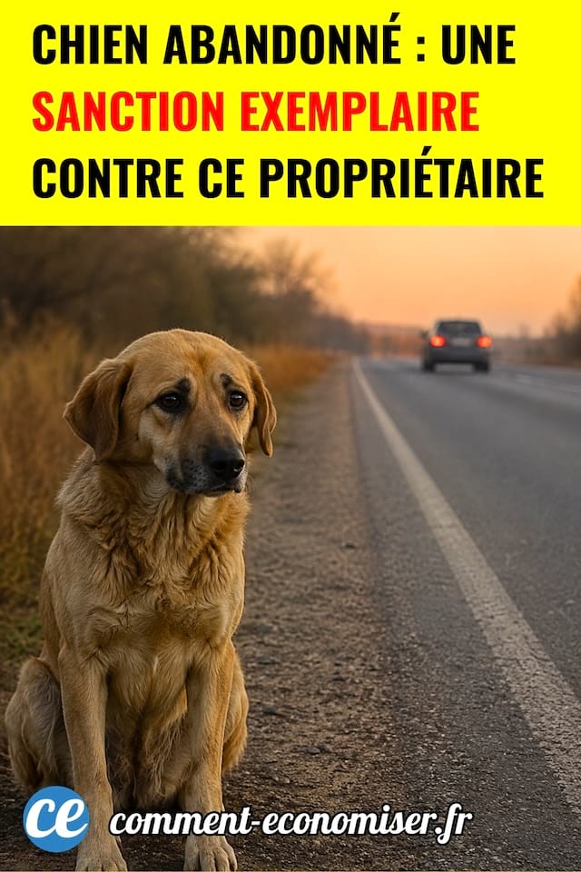 Un chien abandonné sur une route