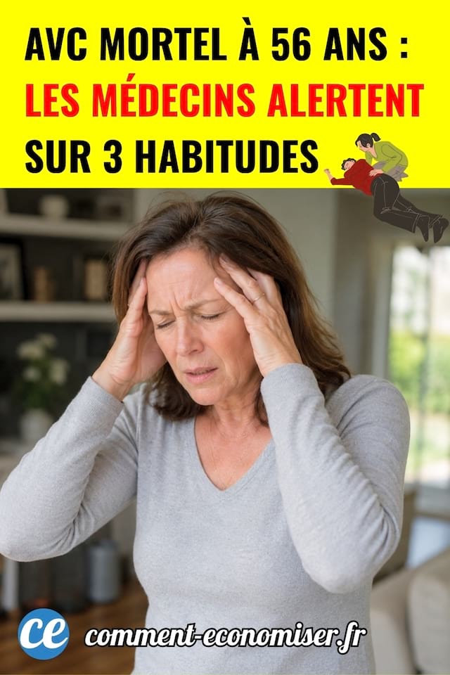 Une femme qui se tient la tête à cause d'un AVC